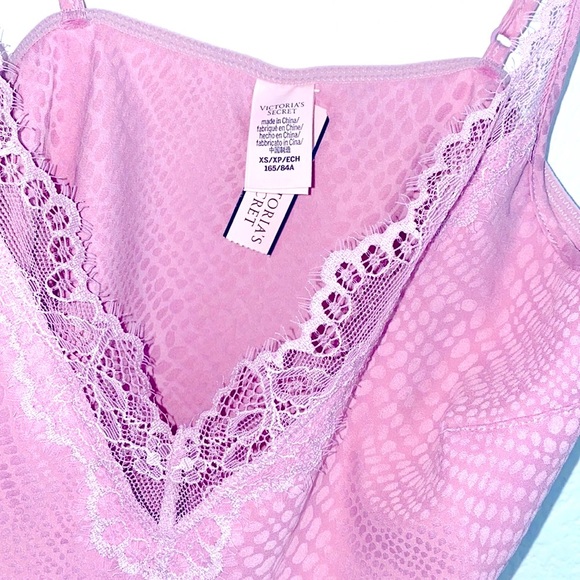 2 Pc Very Sexy Pink Lace Sleep Set Satin Silky Lounge: Top Short XSmall - Picture 7 of 12